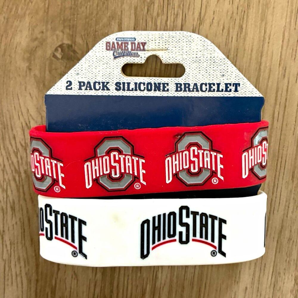 Jenkins Enterprises Ohio State Buckeyes 2 Pack Red White Silicone Bracelets NCAA